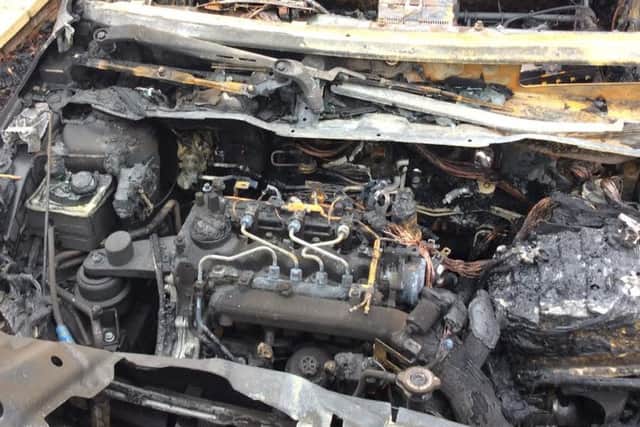 What was left of the car after the incident.