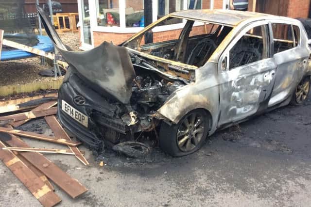 What was left of the car after the incident.