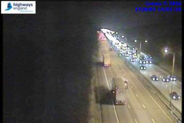 A crash on the M1 northbound is causing long tailbacks.
