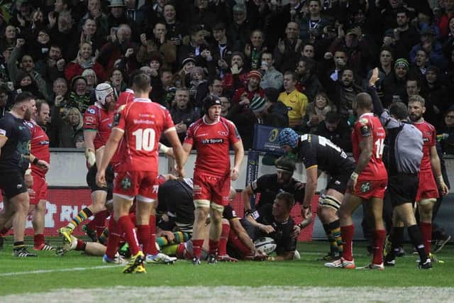 Alex Waller scored a crucial try when Saints beat Scarlets back in November (picture: Sharon Lucey)