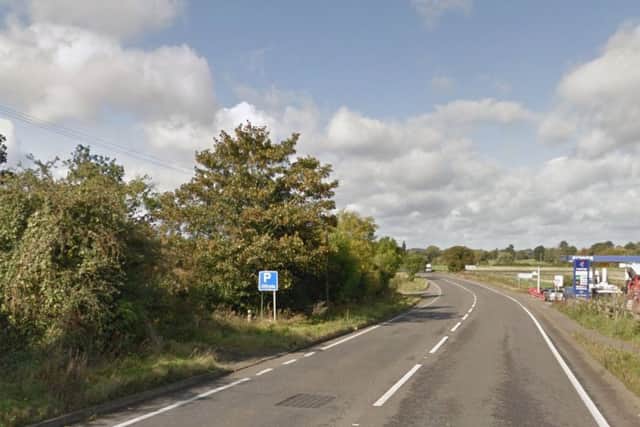 The existing access to the site off the A5 looking north towards Weedon.