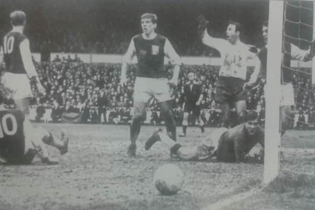 Jimmy Greaves appeals for a spot kick during the Cobblers' April 1966 match against Spurs