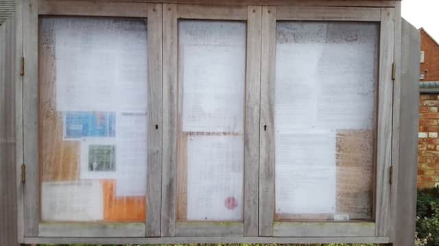 Election notices were placed in noticeboards in Upton - but condensation made them hard to read.