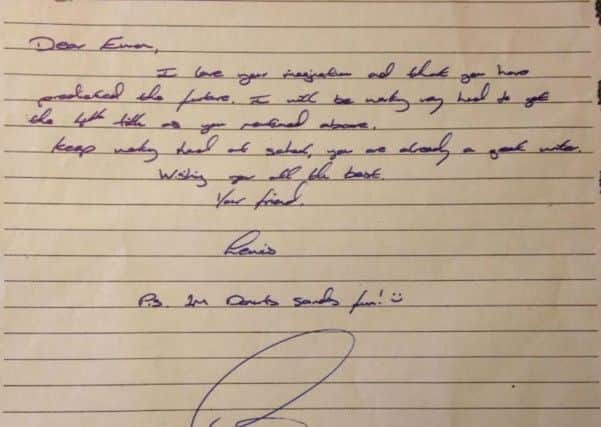Lewis Hamilton wrote a letter back to a pupil at Earls Barton Junior School after he read a story he had written about him