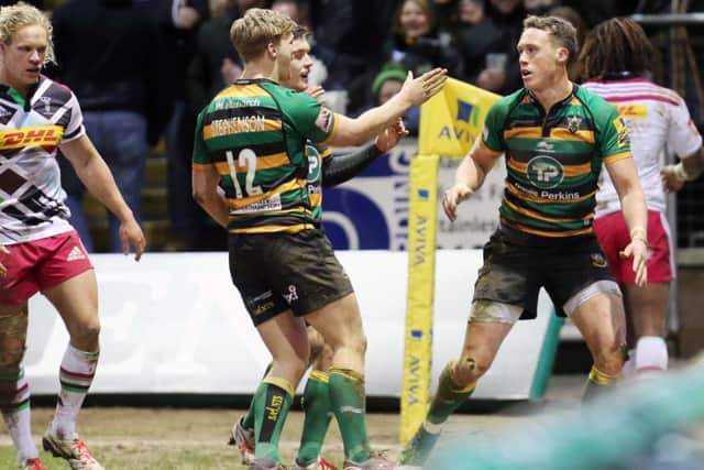 James Wilson scored as Saints beat Harlequins at Franklin's Gardens last February (picture: Kirsty Edmonds)