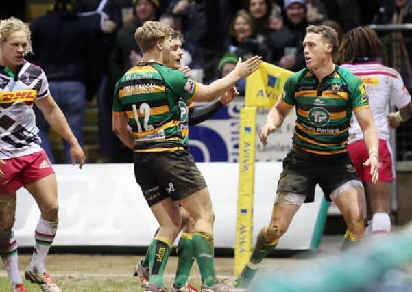 James Wilson scored as Saints beat Harlequins at Franklin's Gardens last February (picture: Kirsty Edmonds)