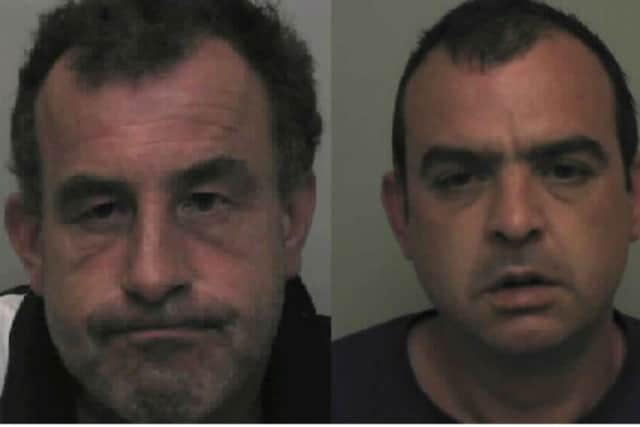 Sean Lowther (Left) and James Delaney (right) have been jailed after they stole more than £12,000 from vulnerable people in Northamptonshire after they carried out substandard, unnecessary work on their houses