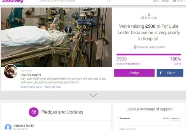 Luke Lester's fundraising page.