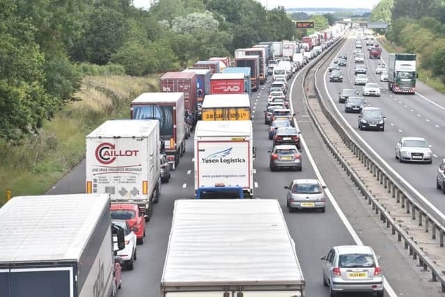 Stock image of traffic on M1 in Northamptonshire