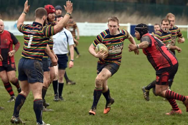 Action from Old Scouts 8-6 home defeat to Newbold on Avon (PICTURE: DAVE IKIN)