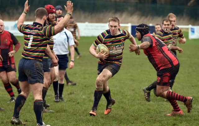 Action from Old Scouts 8-6 home defeat to Newbold on Avon (PICTURE: DAVE IKIN)
