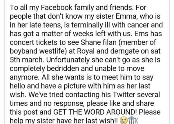 The Facebook post by emma's sister Becky. rRQj_TTOc9C-bP0URo1g