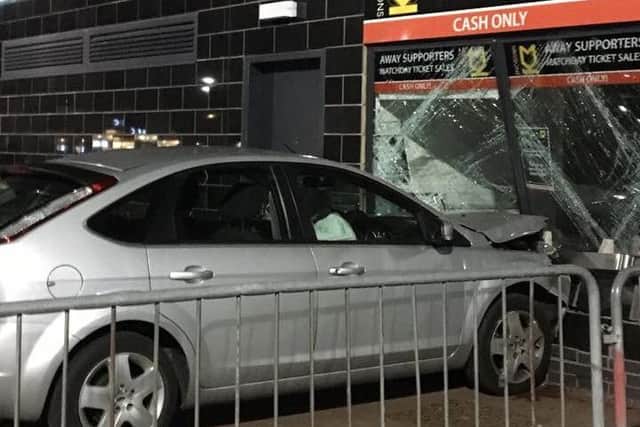 Car crash at stadium:mk