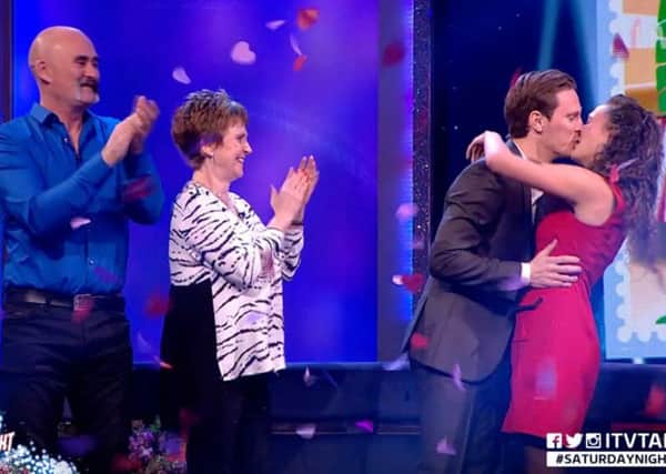 Victoria says 'yes' to Dan's television proposal live on air. Picture courtesy of ITV.