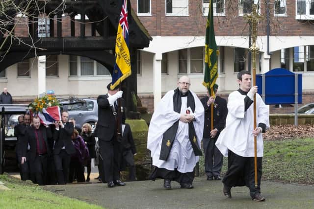Funeral of Burma Star veteran Ronald Faulkner at Holy Sepulchre Chrurch, Northampton. NNL-160103-140435009