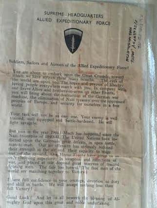 Ray Smith's personally-addressed letter from General Eisenhower explaining the momentous nature of the D-Day landings that lay ahead