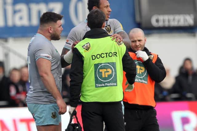Courtney Lawes suffered an ankle injury in Saints' win at Saracens (picture: Sharon Lucey)