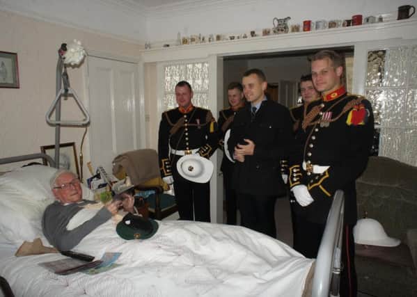 The buglers meeting Fred Carrington.