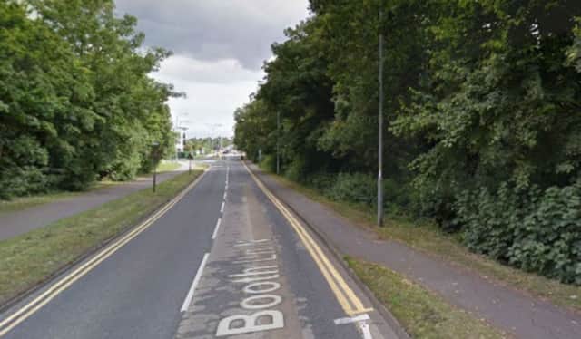 A motorcyclist crashed into a car after riding on the wrong side of Booth Lane in Northampton Google image
