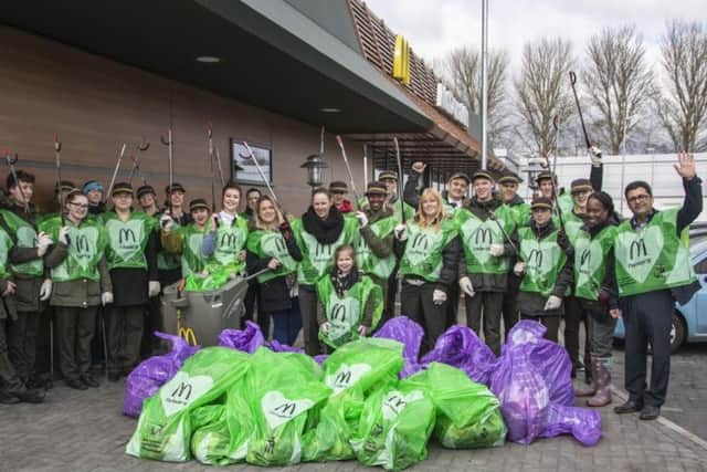 Staff from McDonald's in London Road, Wellingborough, took part in Clean for the Queen in and around the branch