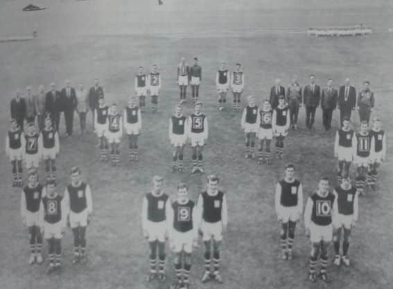 An unusual squad photo taken at the County Ground as the club prepared for Division One.