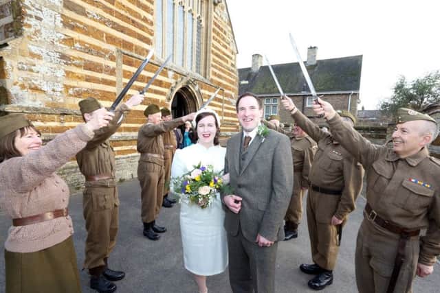 The guard of honour for Ria and Jonathan