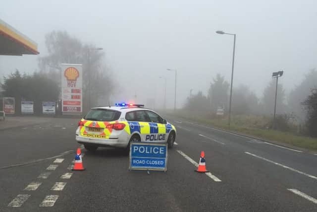 Police closed the road at the Shell garage on the A43 between Kettering and Northampton