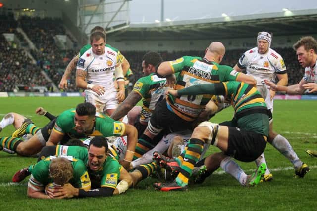 Mike Haywood scored the only try of the game as Saints beat Exeter Chiefs on New Year's Day (picture: Sharon Lucey)