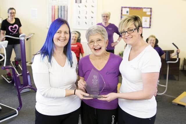 Gym of the year Curves Gym Moulton Park Business Centre, Red House Road, Northampton. L-R Orla Walsh (owner) Val May (staff) and Claire Fitzpatrick (staff).