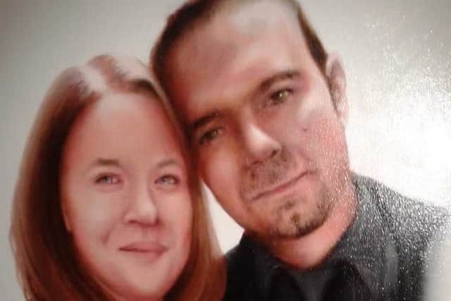 Jessica McAllister says she and partner Lawrence Wright were inseperable - but he died after medics did not treat him for a blocked artery, despite the fact it had showed up on scans. Picture shows a painting of the couple.