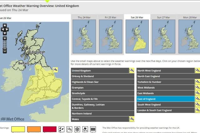 A warning for high winds has been issued for Saturday