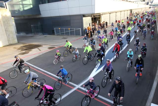 The NorPIP charity bike ride at Silverstone circuit. NNL-160326-005155009