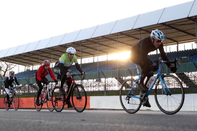 The NorPIP charity bike ride at Silverstone circuit. NNL-160326-004646009