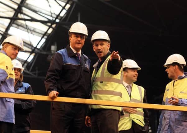 David Cameron visiting the Tata site in Corby in 2012
