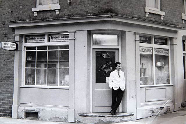 1 Hervey Street, Northampton - Barber Stephen Garofalo has passed away and his barbershop closing after 102 years. 1984 Stephen Garofalo outside the shop NNL-160329-084749009