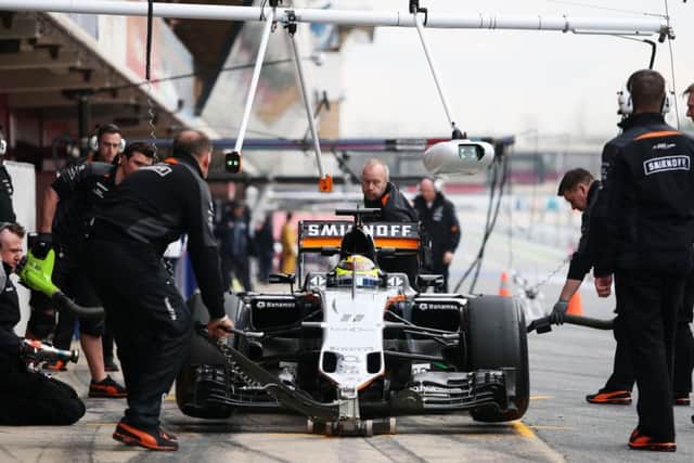 Sergio Perez (MEX) Sahara Force India F1 VJM09 in the pits.
Formula One Testing, Day 2, Wednesday 2nd March 2016. Barcelona, Spain.