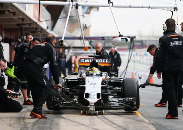 Sergio Perez (MEX) Sahara Force India F1 VJM09 in the pits.
Formula One Testing, Day 2, Wednesday 2nd March 2016. Barcelona, Spain.
