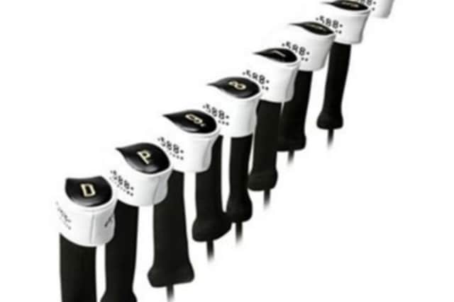The distinctive covers on the stolen clubs