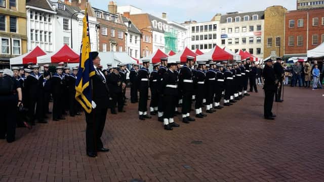 Northampton Sea Cadets honoured the crew of the HMS Laforey during a service in Market Place yesterday, before a parade took place around the town. Pictures by Anthony  Johnson.