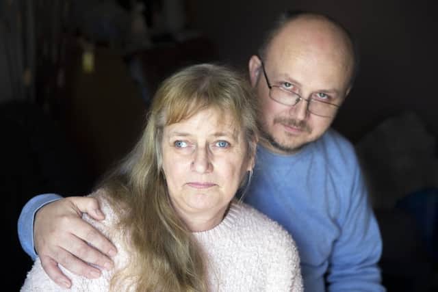 Jane Windle has terminal cancer but has been assessed by the government as fit to work - despite receiving disability benefit for the last 15 years.
Jane is pictured with her husband William. NNL-160316-122433009