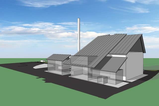 One of the artists' impressions shows how the proposed power plant in St James would look.