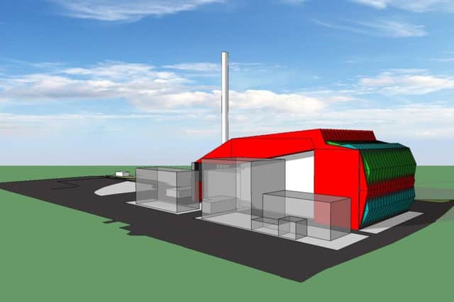 One of the artists' impressions shows how the proposed power plant in St James would look.
