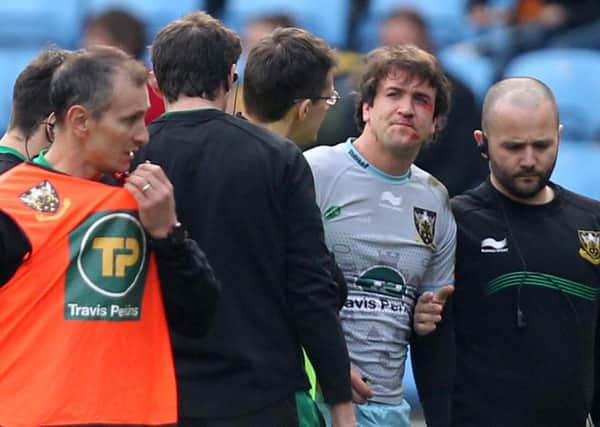 Lee Dickson was forced off in the defeat at Wasps after suffering a head injury (picture: Sharon Lucey)
