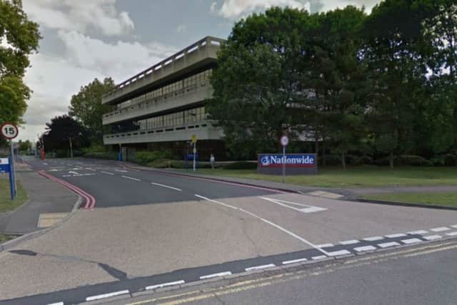 A group of travellers have arrived in the car park of Nationwide in Moulton Park, Northampton