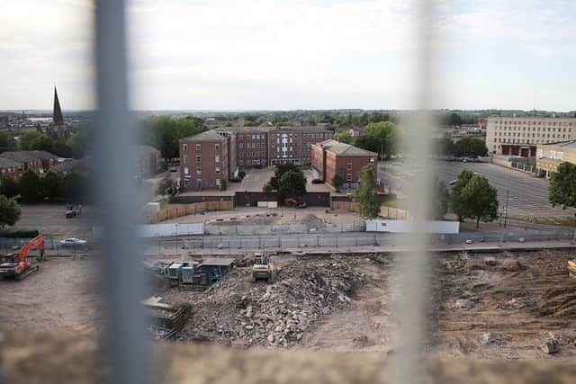 GV of the former Greyfriars Bus Station site taken from the Grosvenor Centre car park. NNL-150630-093413009