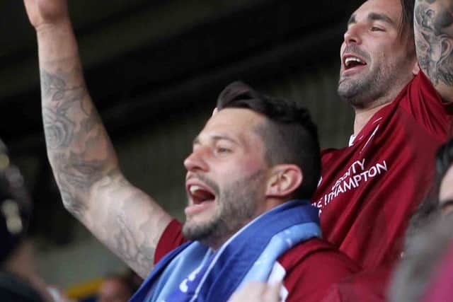 Marc Richards wasn't involved on Saturday but that didn't stop him from joining in with the celebrations (pictures by Sharon Lucey)