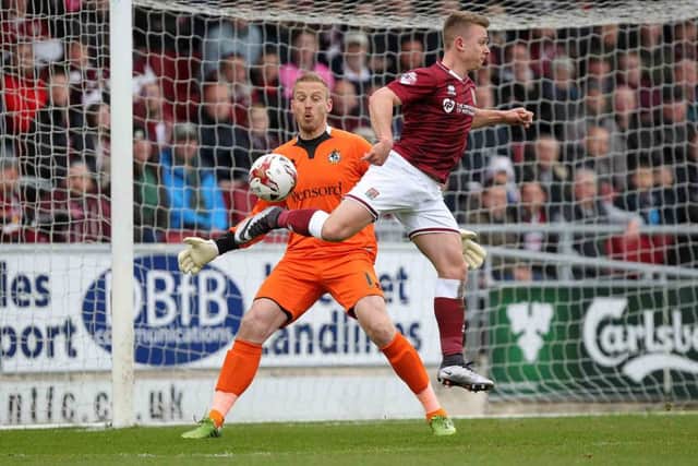 Sam Hoskins goes for the spectacular during Saturday's draw with Bristol Rovers (pictures by Sharon Lucey)