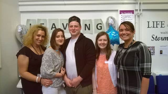 Personal advisors Jessie Doherty (far left) and Leanne Shorter (far right), with care leavers Laura Cirule, Karl Glover and Kayleigh Malcolmson at the launch of Russell House.