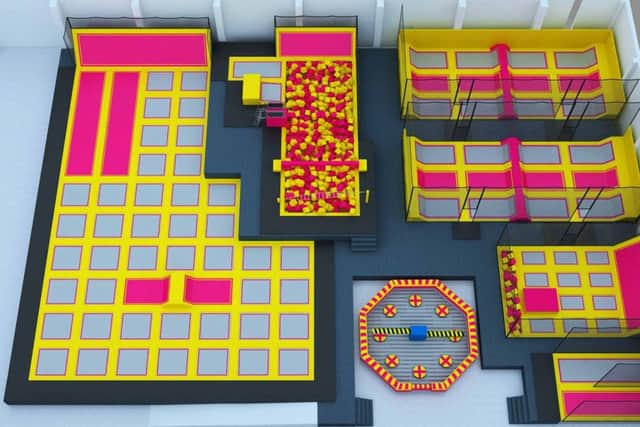 Developers have won planning permission to convert a former parcel depot into a trampoline arena. Above is a 3d visual of how the site will look.