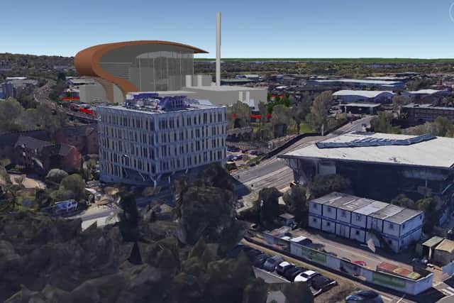 The proposed power plant in St James would have a towering presence above the Northampton skyline.
